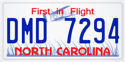 NC license plate DMD7294