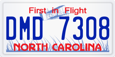 NC license plate DMD7308
