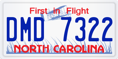 NC license plate DMD7322