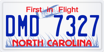 NC license plate DMD7327