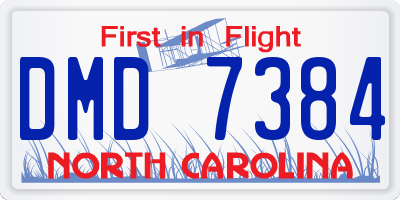 NC license plate DMD7384