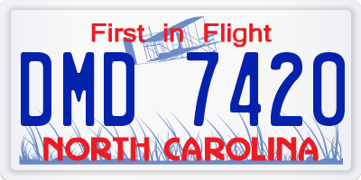 NC license plate DMD7420