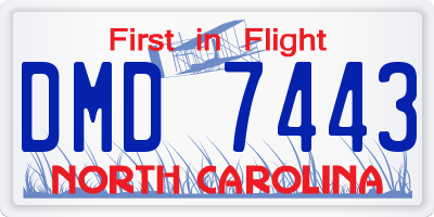 NC license plate DMD7443