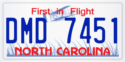 NC license plate DMD7451