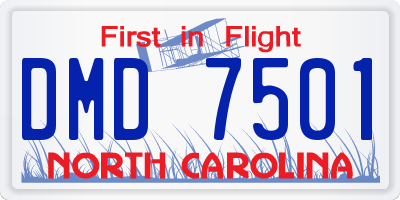 NC license plate DMD7501