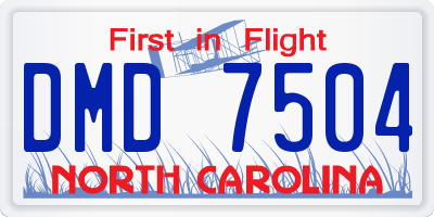 NC license plate DMD7504