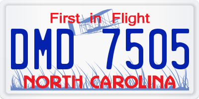 NC license plate DMD7505