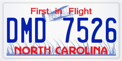 NC license plate DMD7526