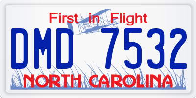 NC license plate DMD7532