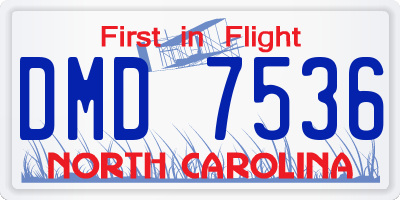NC license plate DMD7536