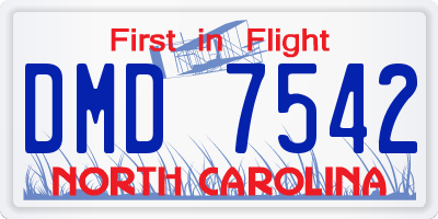 NC license plate DMD7542