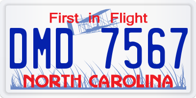 NC license plate DMD7567