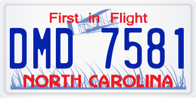NC license plate DMD7581