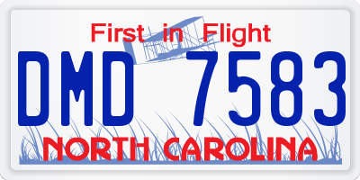NC license plate DMD7583