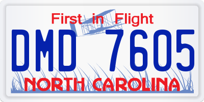 NC license plate DMD7605