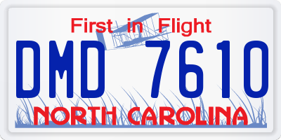 NC license plate DMD7610