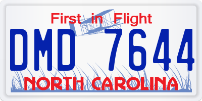 NC license plate DMD7644