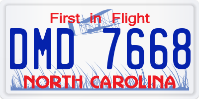 NC license plate DMD7668