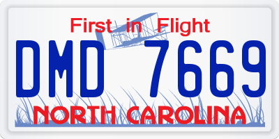 NC license plate DMD7669