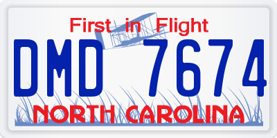 NC license plate DMD7674