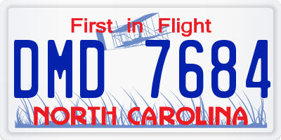 NC license plate DMD7684