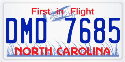 NC license plate DMD7685