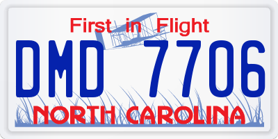 NC license plate DMD7706