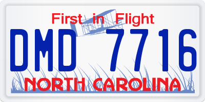 NC license plate DMD7716