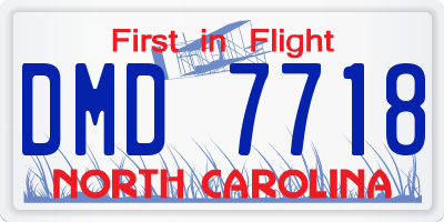 NC license plate DMD7718