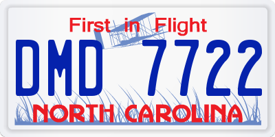 NC license plate DMD7722