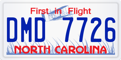 NC license plate DMD7726