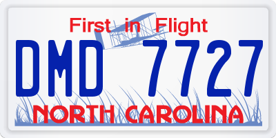 NC license plate DMD7727