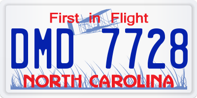 NC license plate DMD7728