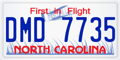 NC license plate DMD7735