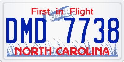 NC license plate DMD7738