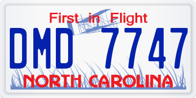 NC license plate DMD7747