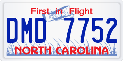 NC license plate DMD7752