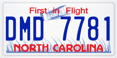 NC license plate DMD7781