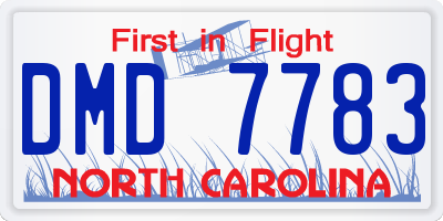 NC license plate DMD7783