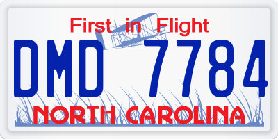 NC license plate DMD7784