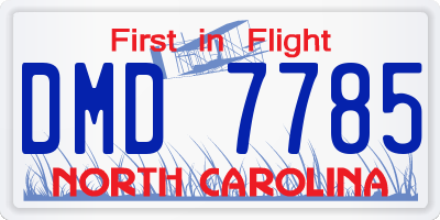 NC license plate DMD7785