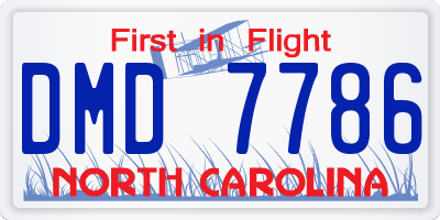 NC license plate DMD7786