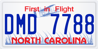 NC license plate DMD7788