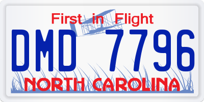 NC license plate DMD7796