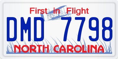 NC license plate DMD7798