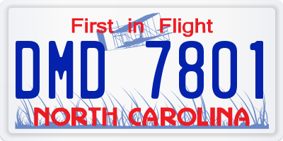 NC license plate DMD7801