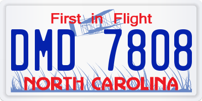 NC license plate DMD7808