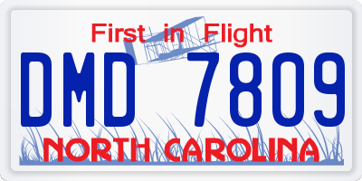 NC license plate DMD7809
