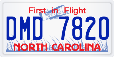 NC license plate DMD7820