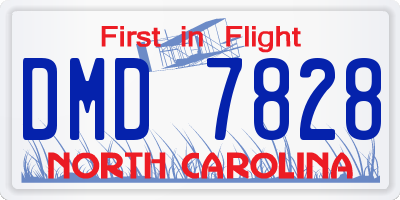 NC license plate DMD7828